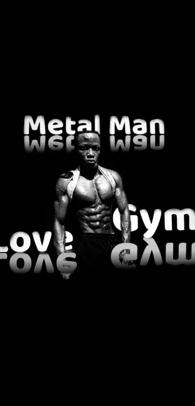 Black background with a muscular figure and motivational text.