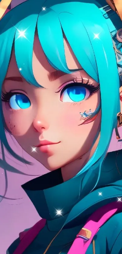 Blue eyed anime girl Live Wallpaper