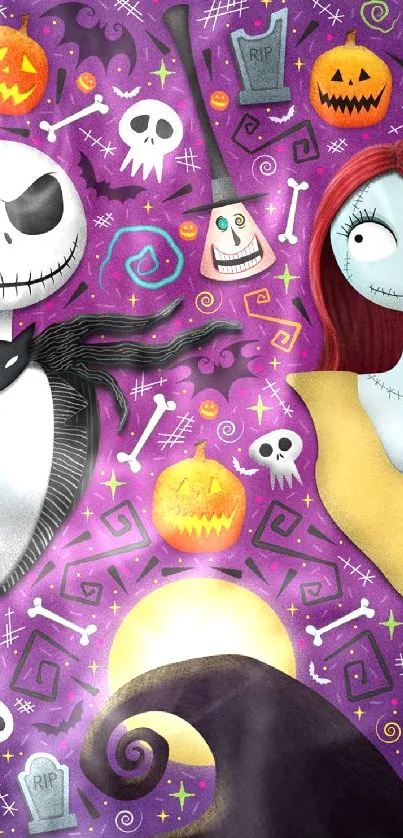 Vibrant Halloween-themed cartoon collage with iconic spooky characters.