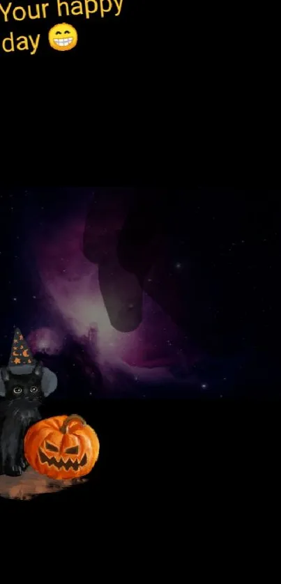 Halloween pumpkin with galaxy background