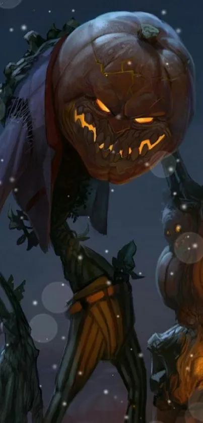 Halloween pumpkin monster mobile wallpaper.