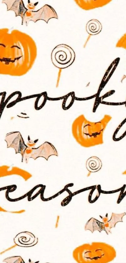 Fun Halloween wallpaper with pumpkins and bats.