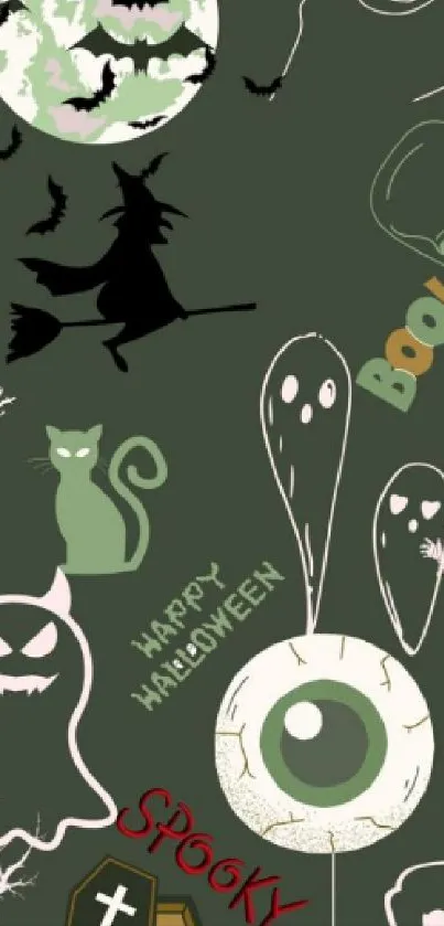 Vibrant Halloween-themed phone wallpapers with pumpkins and spooky designs.