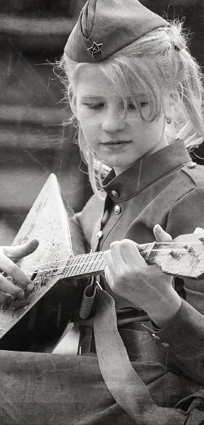 girl playing her guitar  Live Wallpaper