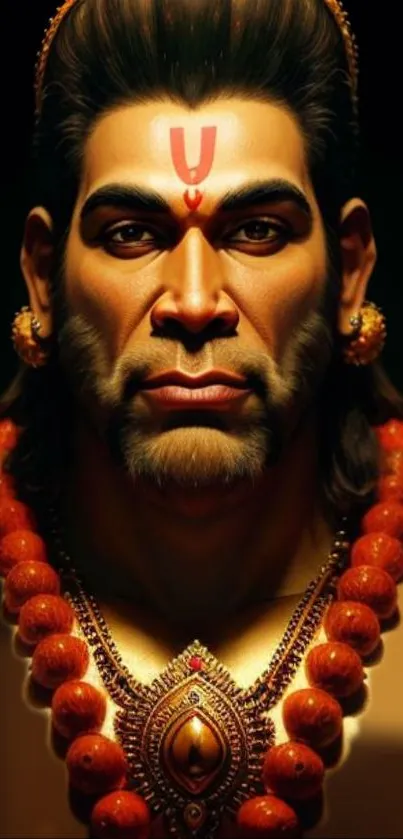 Vibrant portrait of Lord Hanuman in digital art, perfect for mobile wallpaper.