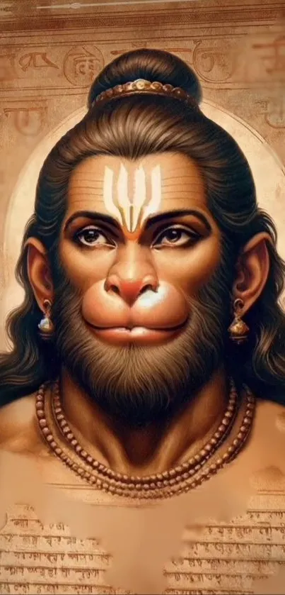 Vibrant Hanuman spiritual art as mobile wallpaper.