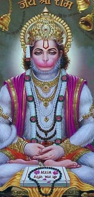 Vibrant Hanuman wallpaper with spiritual elements and divine symbolism.