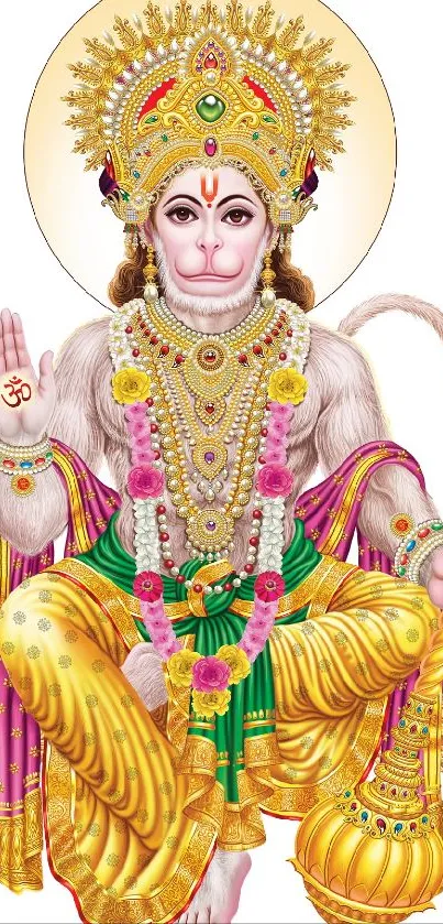 Colorful Hanuman wallpaper with intricate details and vibrant hues