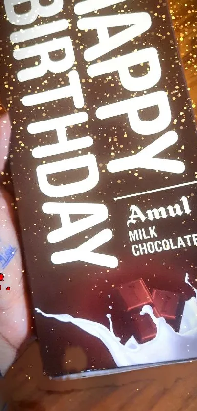 Amul chocolate Happy Birthday wallpaper with playful details.