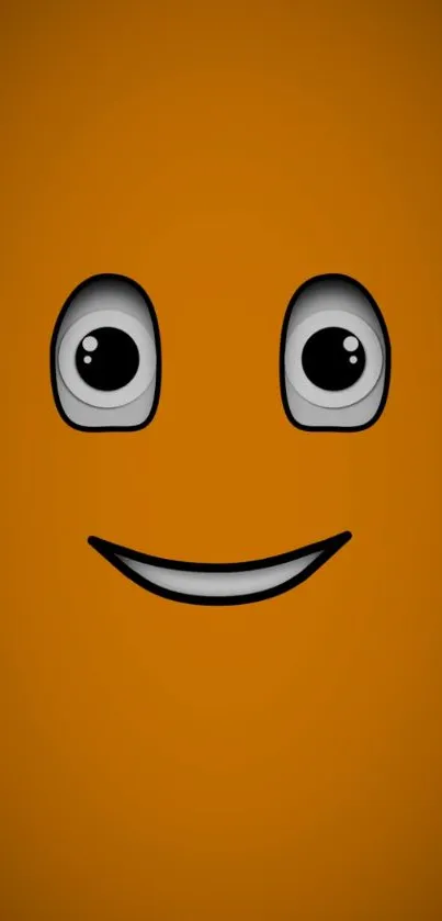 Orange wallpaper with a happy cartoon face.