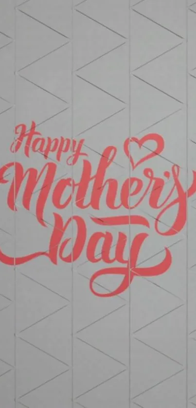 Happy Mother's Day pink text on geometric wallpaper.