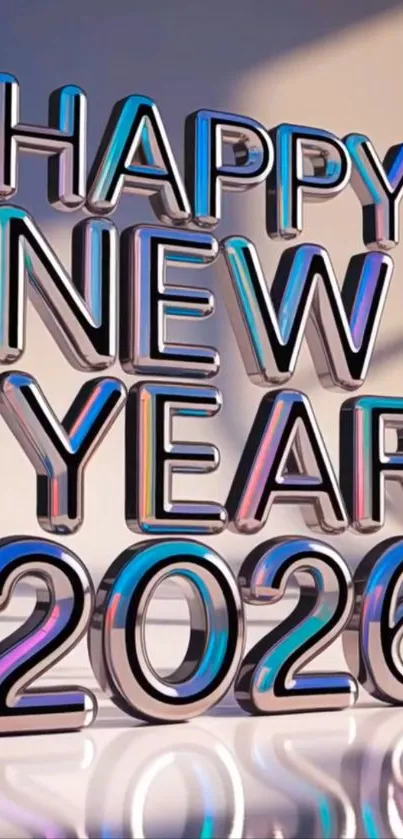 Happy New Year 2026 festive text design.