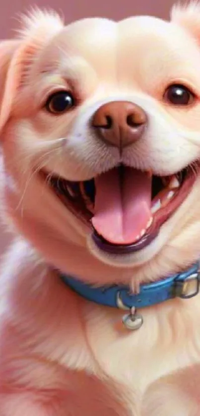 Cute, smiling puppy with a blue collar