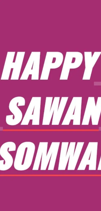 Happy Sawan Somwar text on magenta background wallpaper.