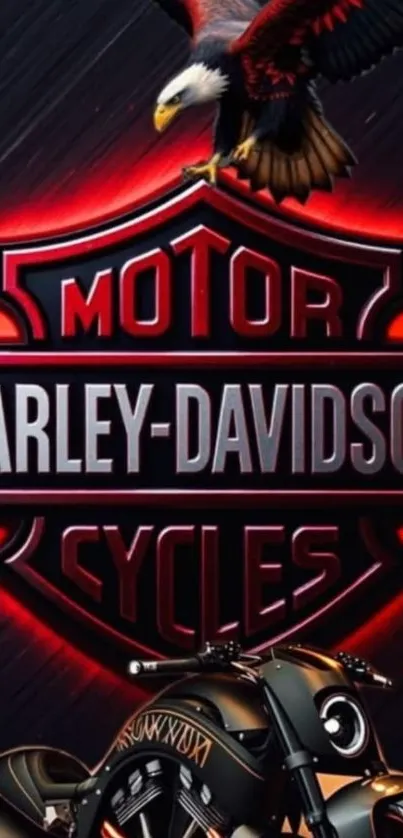 Harley-Davidson logo with motorcycle and eagle design.