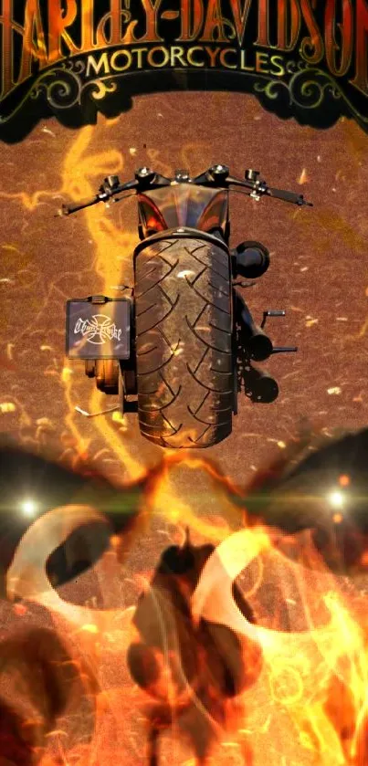 Harley Davidson motorcycle with flames design.