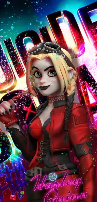 Vibrant Harley Quinn mobile wallpaper art.