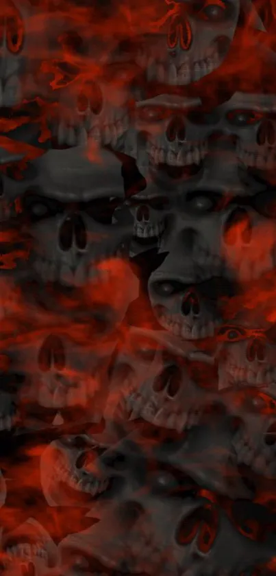 Eerie mobile wallpaper with red skulls.