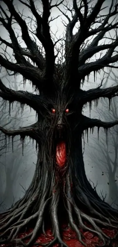 Dark, eerie tree wallpaper with haunting ambiance.