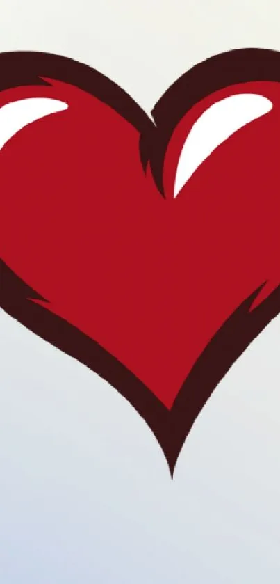 Red heart on a blue sky mobile wallpaper.