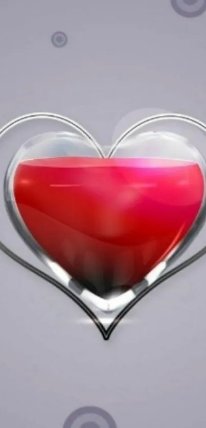 3D heart wallpaper with red and gray tones.