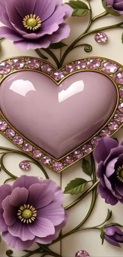 Purple floral heart with delicate details.