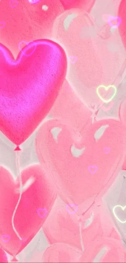 Pink heart balloon wallpaper with romantic themes.