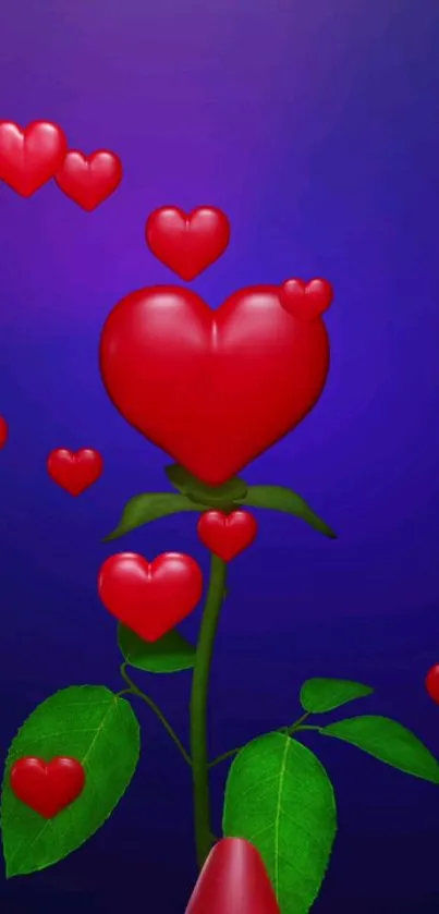 Heart-shaped flowers on vibrant blue background, ideal for romantic themes.