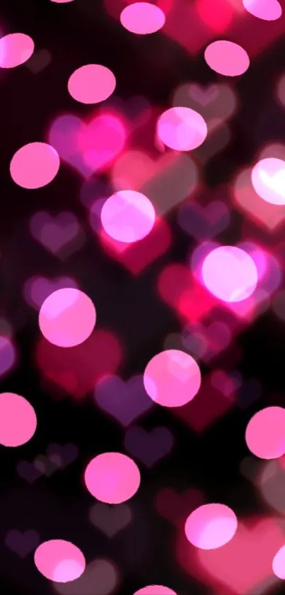 Vibrant pink heart bokeh wallpaper design.