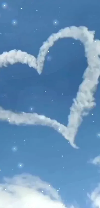 Heart-shaped cloud in a blue sky wallpaper.