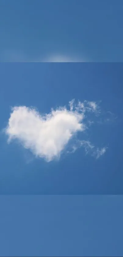 Heart-shaped cloud in a vibrant blue sky.