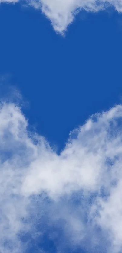 Heart-shaped cloud against a deep blue sky, ideal for peaceful backgrounds.