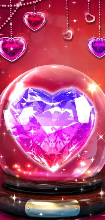 Colorful heart crystal in glass globe wallpaper.