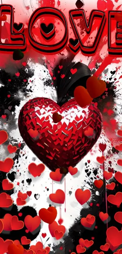 Romantic red heart wallpaper with love theme.