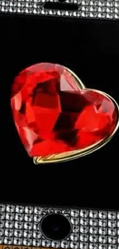 Heart-shaped gemstone wallpaper for mobile phone