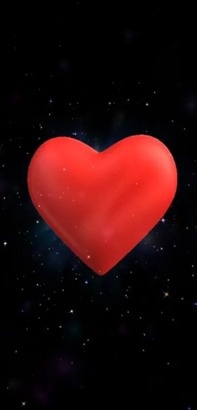 Red heart against a starry night sky wallpaper.