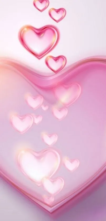 Heart-shaped pink wallpaper with vibrant hues.