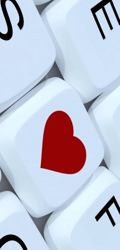 Red heart on white keyboard keys wallpaper.