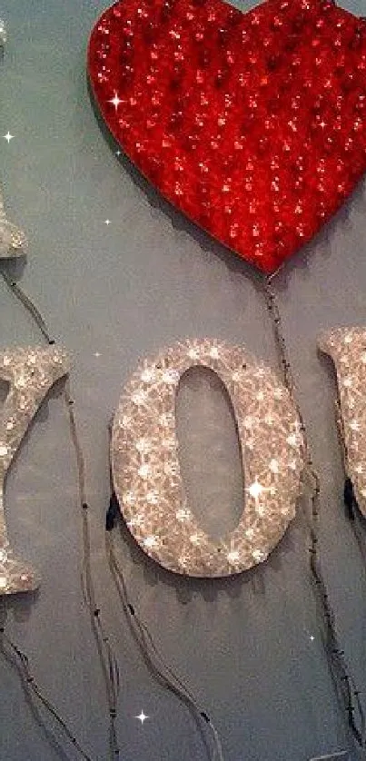 LED letters spelling 'I Love You' in red and white.