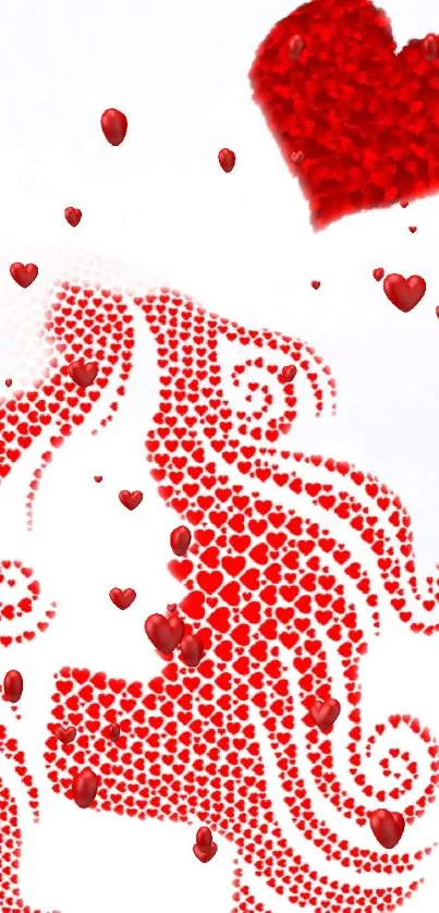 Artistic red heart pattern wallpaper with romantic vibes.