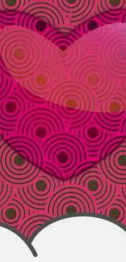 Pink heart pattern wallpaper with geometric circles.