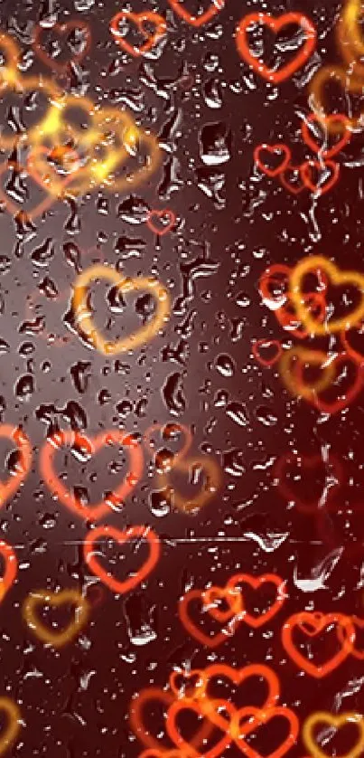 Heart-shaped rain pattern on a red background, vibrant and romantic for mobile.