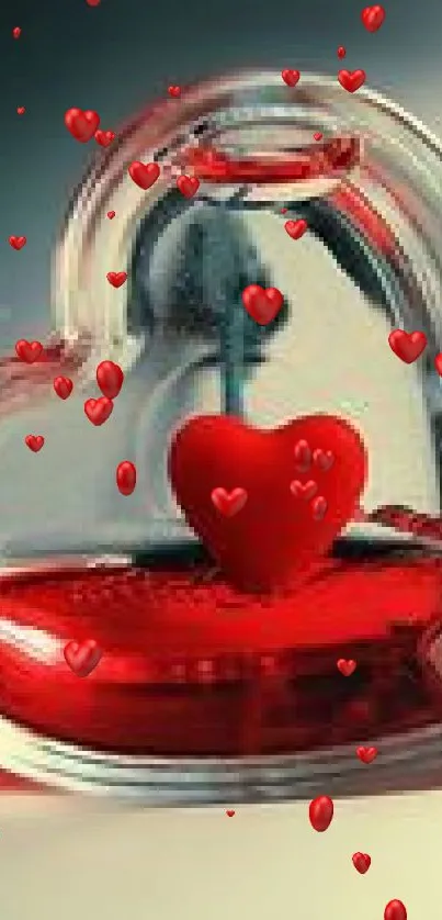 Heart-shaped art design with red interior for mobile wallpaper.