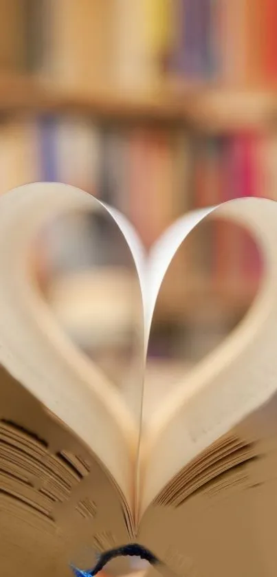 Heart-shaped book pages forming a beautiful mobile wallpaper.