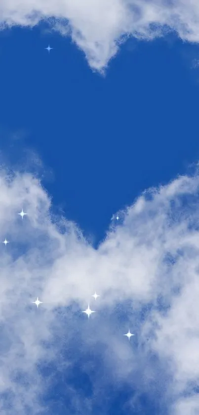 Heart-shaped cloud in a blue sky.