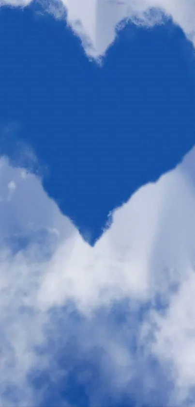 Heart-shaped cloud in blue sky wallpaper with serene vibes.