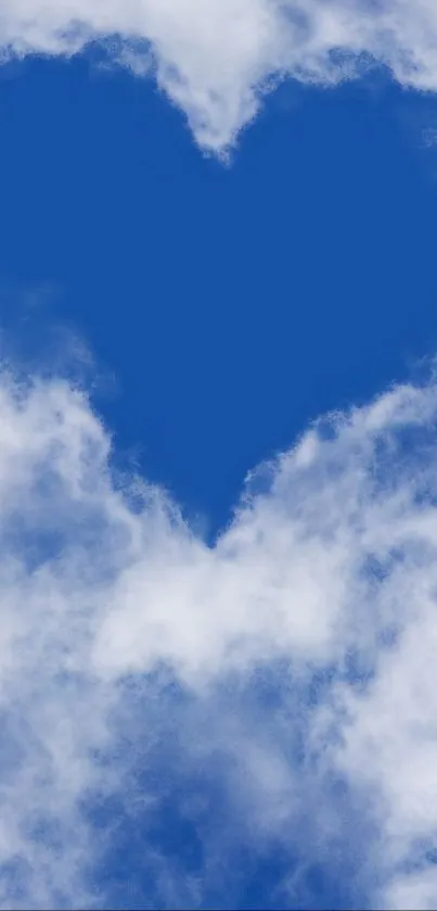 Heart-shaped cloud in blue sky wallpaper.