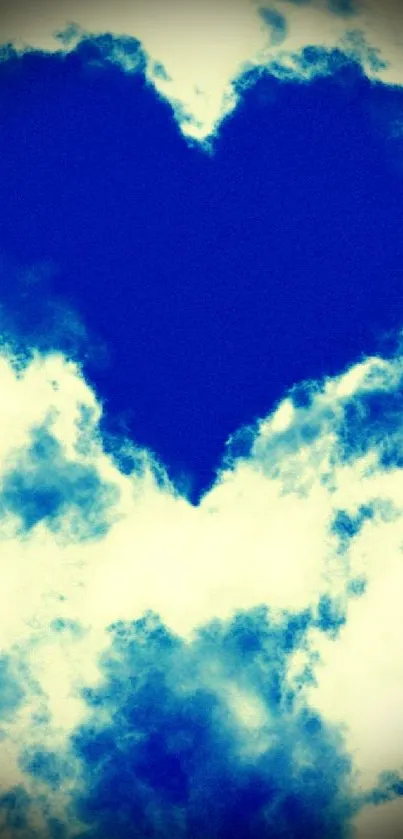 Heart-shaped cloud in blue sky wallpaper