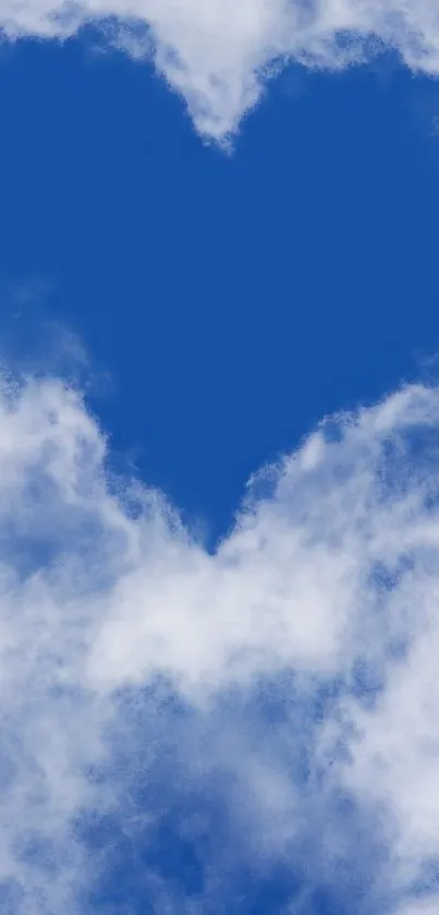 A heart-shaped cloud in a vivid blue sky mobile wallpaper.