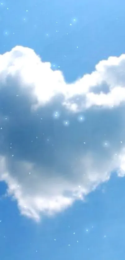 Heart-shaped cloud in a blue sky wallpaper.